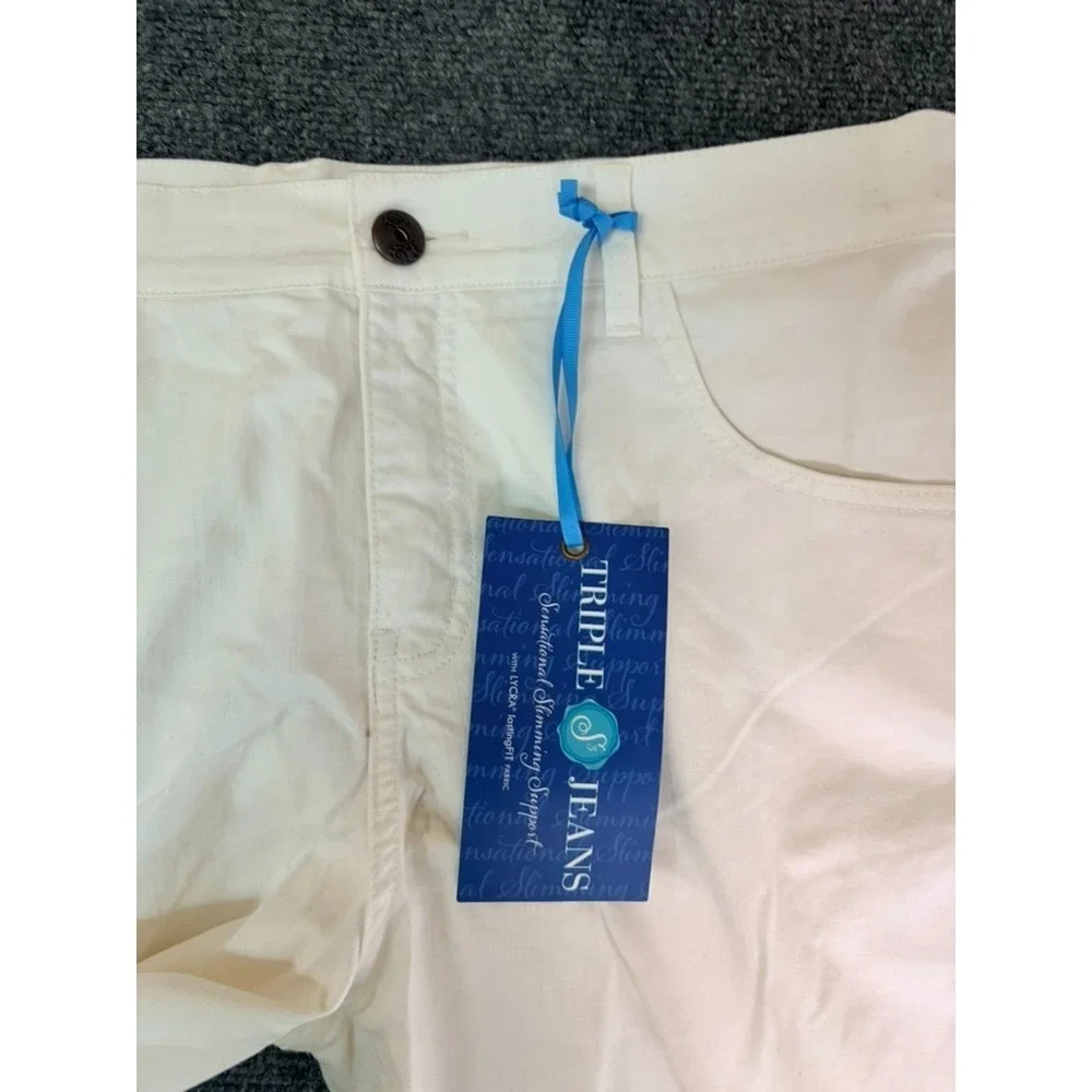NWT Soft Surroundings Petite Straight Leg Stretch Jeans 34851 Off White Size 16P